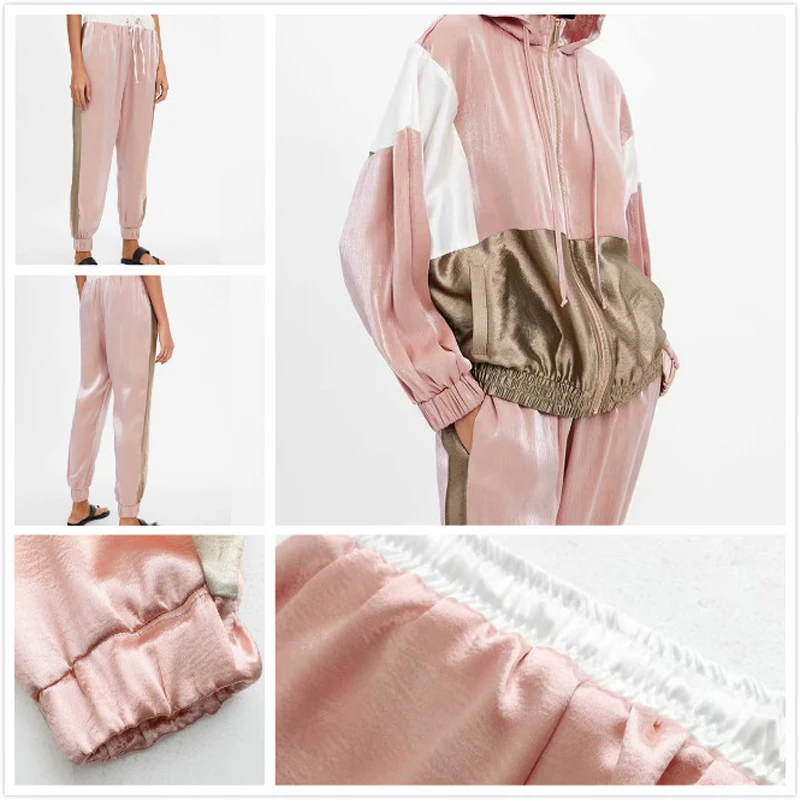 Женский спортивный костюм розовый из двух предметов комплект одежды для женщин