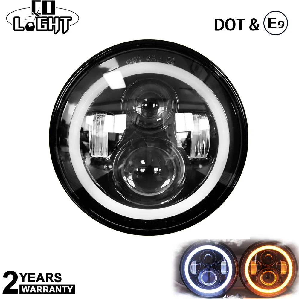Со светом 7 дюймов светодиодный фонарь DRL & Hi/Lo луч Halo Кольцо AmberAngel Eye для Niva