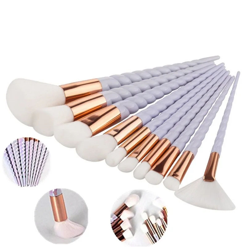 Hot 10pcs Unicorn Makeup Brushes Set Foundation Eyeshadow Base Powder Blush Blending Brush Cosmetic Tools | Красота и здоровье