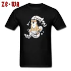 Футболка мужская хлопковая дышащая, милая рубашка с принтом корги, Akita Dog, летняя мультяшная одежда, черный топ