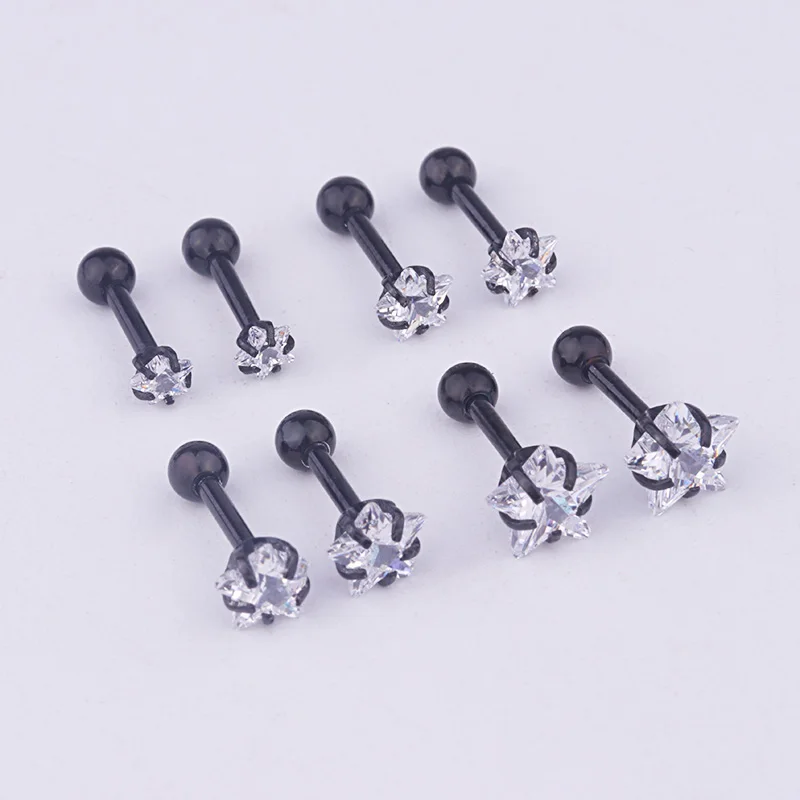 Серьги Sellsets из циркония в форме звезды серьги для пирсинга хрящевой ткани ушной