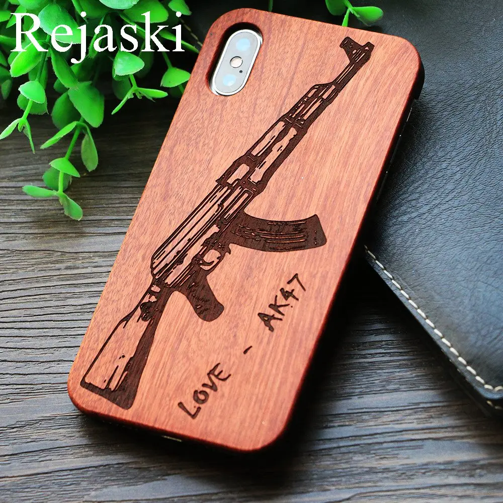 Бамбуковый новый пистолет AK47 Деревянный чехол для телефона iPhone X XS XR Xs Max