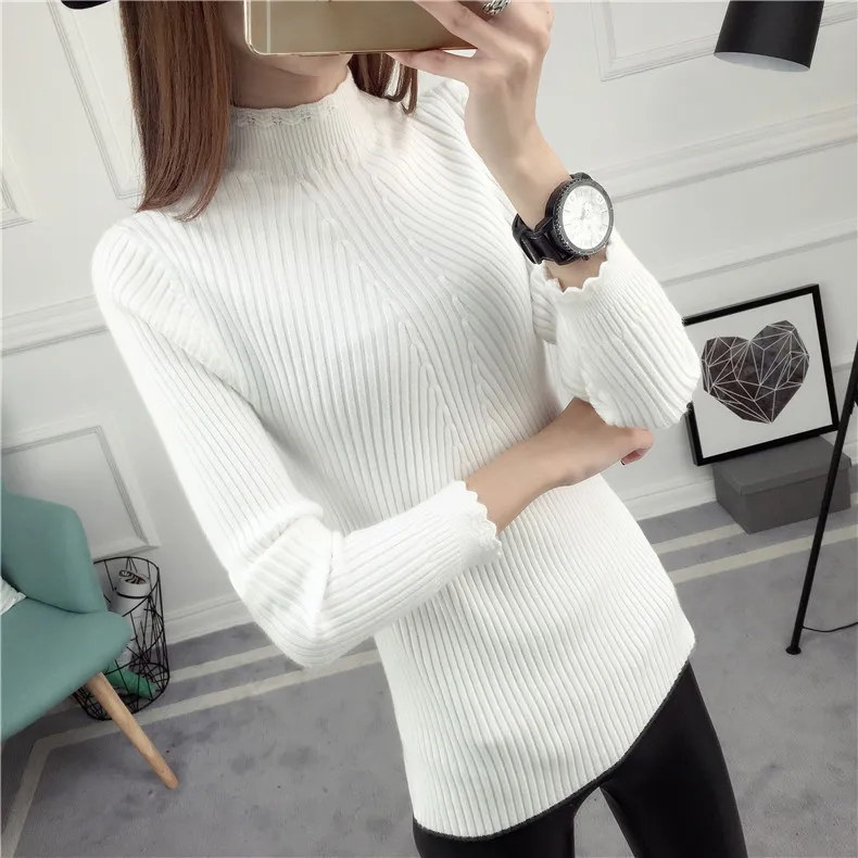 The pullover female short autumn Korean Womens 2016 flounce shirt sleeved sweater slim thickening | Женская одежда