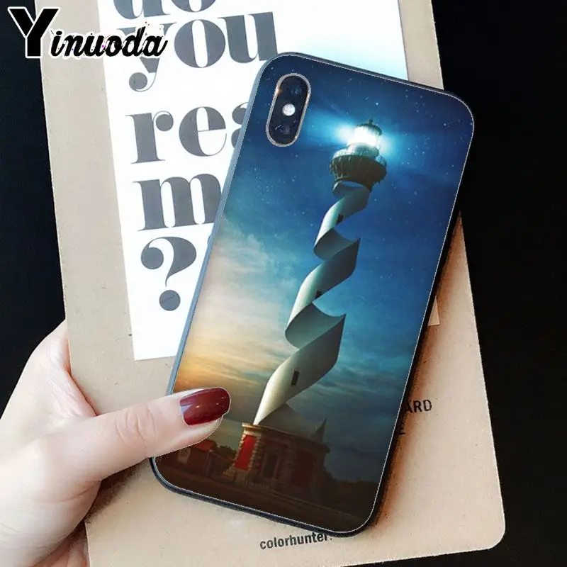 Yinuoda Маяк черный ТПУ Мягкий силиконовый чехол для телефона для iPhone 8 7 6 6S Plus 5 5S SE XR X XS MAX Coque Shell