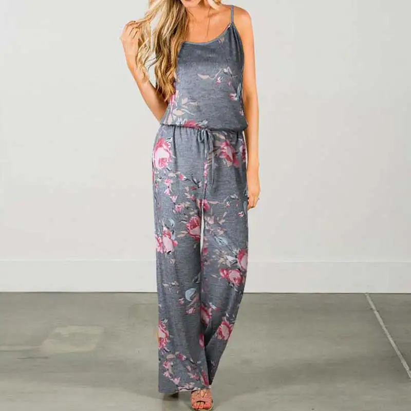 2020 Summer Boho Jumpsuit Women Overalls Beach Romper Floral Long Female Loose Jumpsuits For | Женская одежда