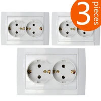 3 pieces 118mm type european german standard double wall power outlet ce certified abs material socket eu 8012