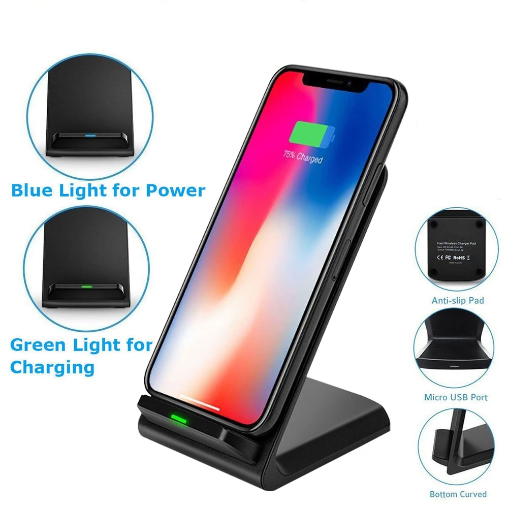 DCAE Qi Беспроводное зарядное устройство для iPhone 11 Pro X XS Max 8 Plus XR USB быстрая зарядка 10 Вт подставка для samsung Galaxy S10 S9 S8 Note 10 9