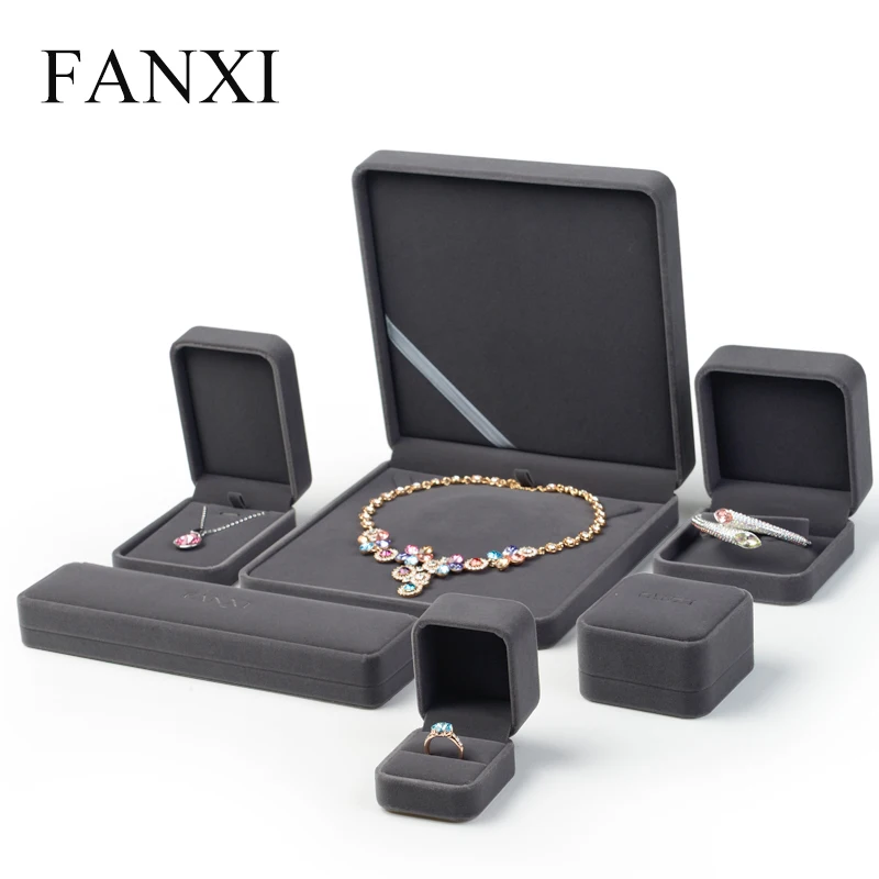 FANXI серая коробка из плюшевой ткани для ювелирных изделий Подарочная сережек