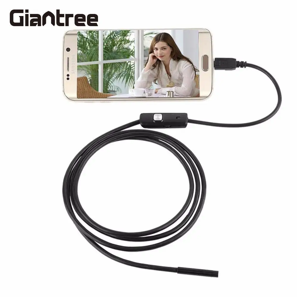 Giantree 2 м 7 мм USB бороскоп Android эндоскоп инспекция Светодиодная трубка видео IP67