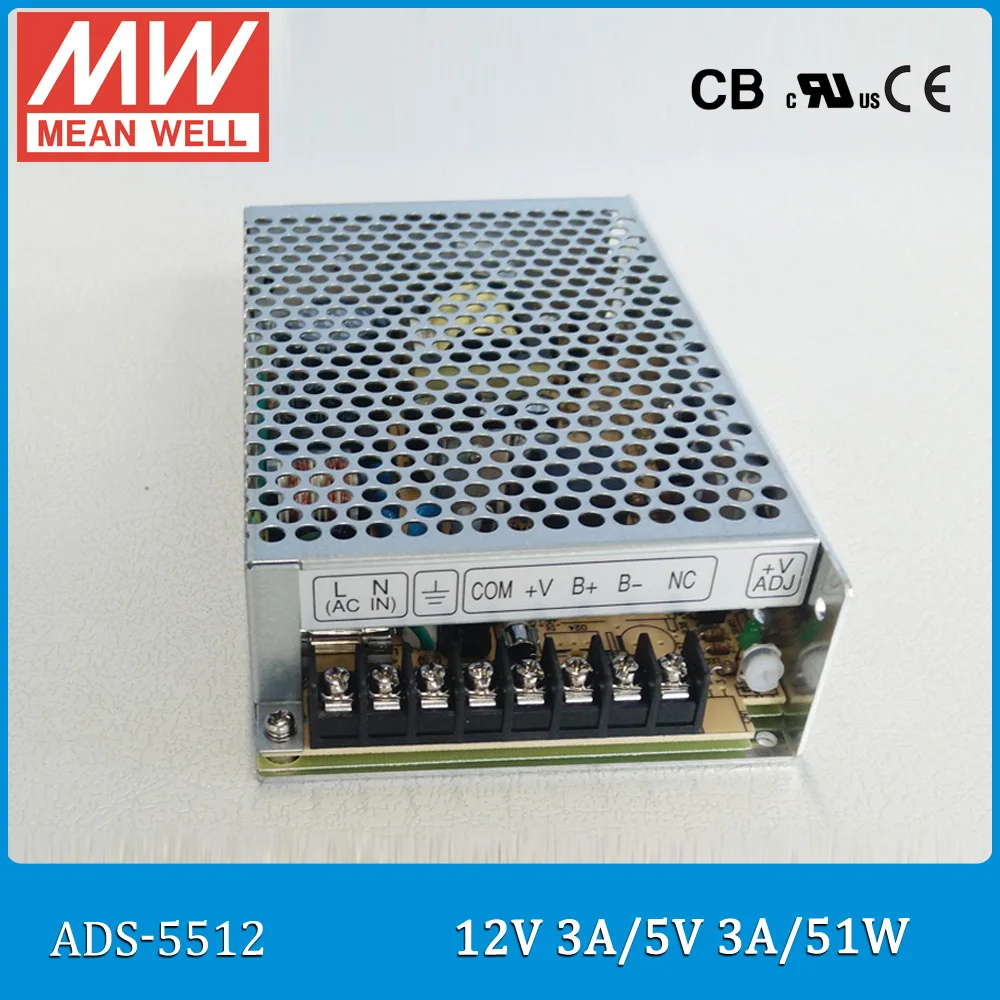 Оригинальный источник питания Meanwell ADS 5512 55W одиночный выход DC 12V 3A с 5V 4A DC/DC