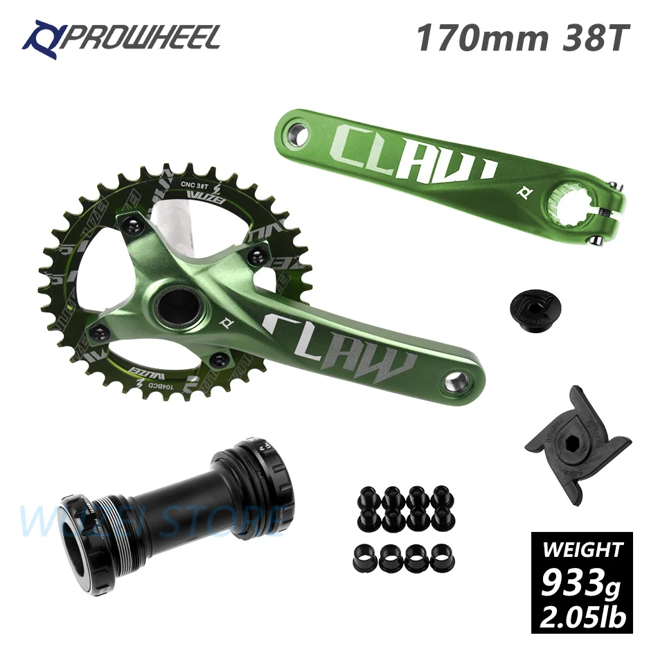 Prowheel 104 BCD mtb велосипед кривошипно 170/175 мм/30/32/34/36/38 T Круглый Звездочка с каретка BB шатун для горного велосипеда - Цвет: 170 Green 38T and BB