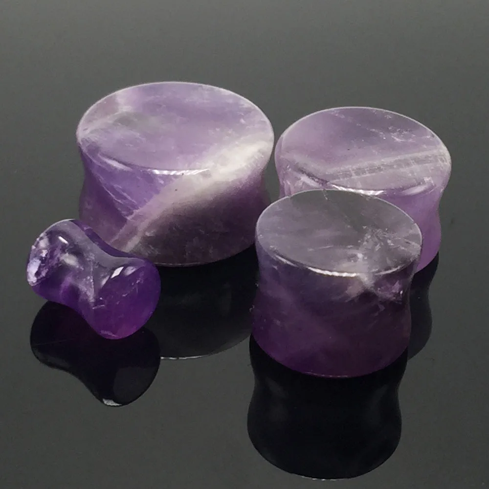 Расширитель уха пирсинг туннели ювелирные изделия пара фиолетовый натуральный