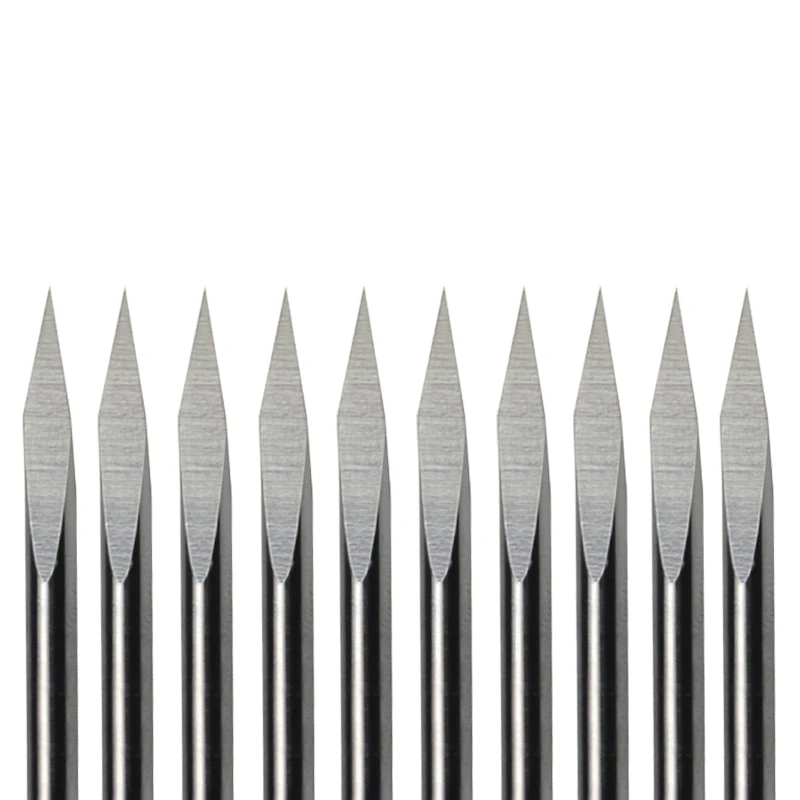 

HUHAO 10pcs 3.175mm Dia., 20 Angle, 0.1mm Tip, 3 Edge Carbide Woodworking Tools, Engraving Bits for CNC Router Machine