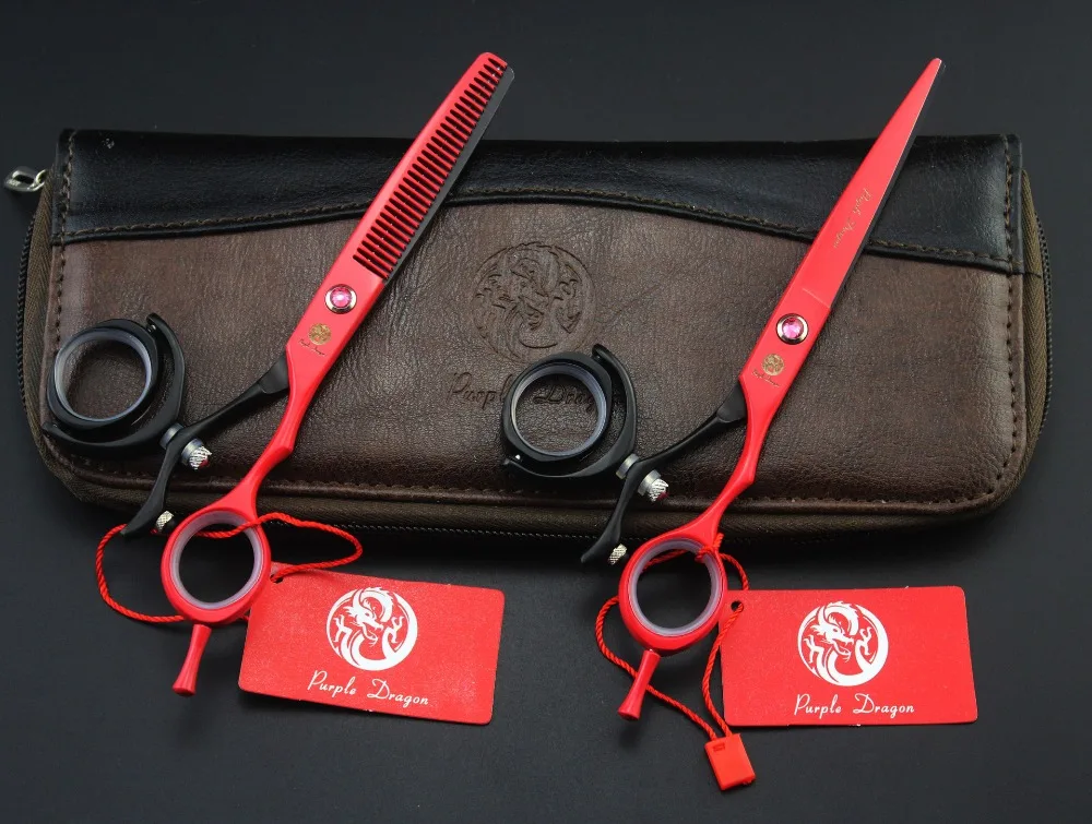 Лучшие 6 ''вращающаяся рукоятка Парикмахерские ножницы с сумкой JP 440C 62HRC