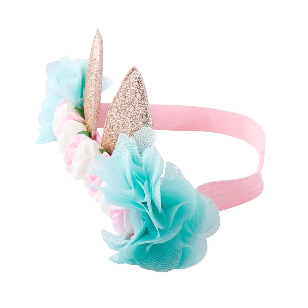 Повязка на голову с рогами кроликом/кошачьими ушками повязки Цветочная корона