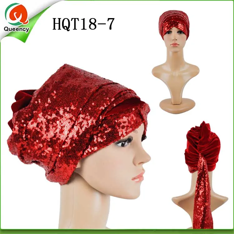 Шарф-тюрбан HQT18 с блестками индийский головной убор элегантный бархатный тюрбан