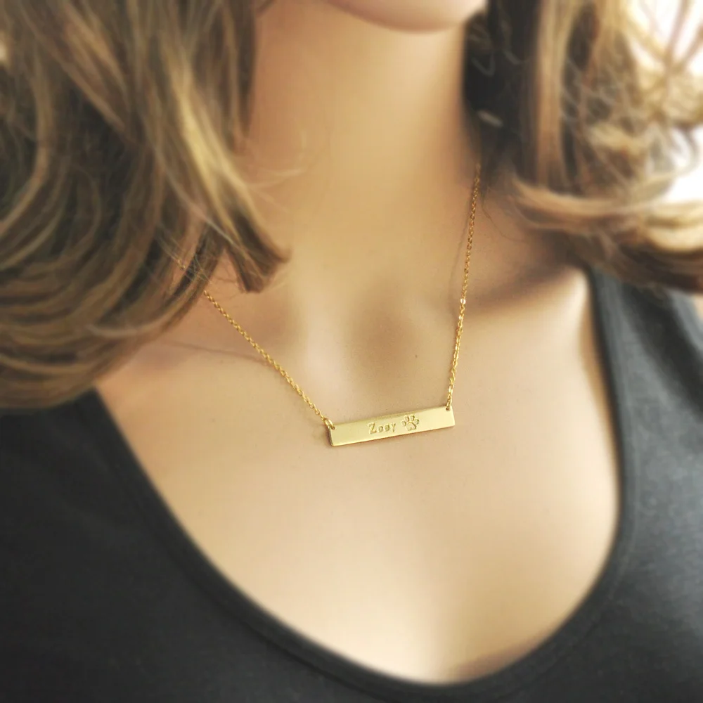 Пользовательское имя собаки бар ожерелье с собачьей лапой собака любовники