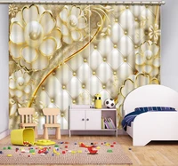 beautiful window curtains fashion customized 3d curtains pearl flower checkered classic home decor