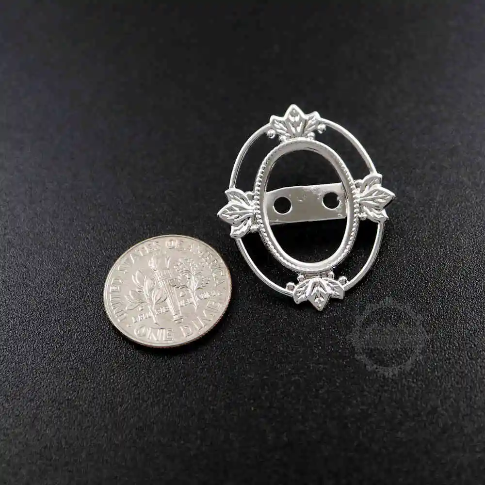 

13x18mm oval bezel setting silver,gold tone brass brooch DIY supplies 1582053