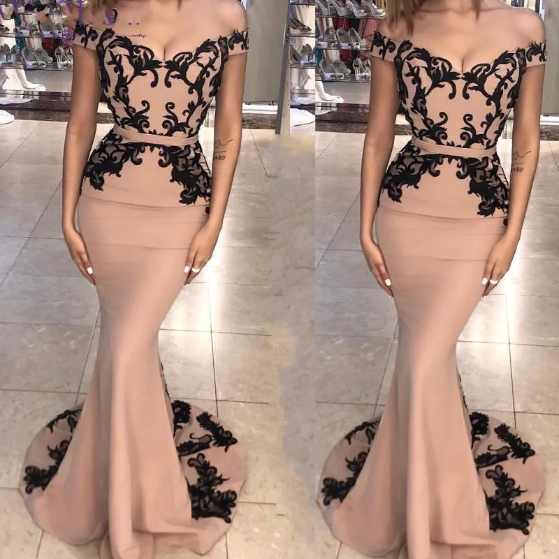 

New Lace Appliques Mermaid Bridesmaid Dresses Long Off the Shoulder Vestido De Festa Maid Of Honor Dress Vestido De Festa