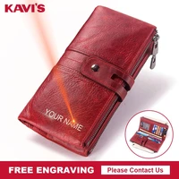 kavis free engraving women wallet female coin purse hasp portomonee clutch money bag lady handy card holder long for girl use