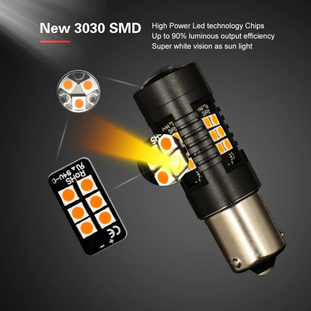 2x PY21W светодиодный 1156 BAU15S лампы 21SMD Автомобильные тормоза поворота Фары заднего