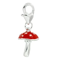 8seasons clip on charms mushroom silver color enamel red fits link chain bracelets 3x1 2cm5pcs b26839