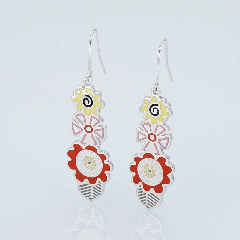Женские серьги с красным цветком эмалью ручной работы для женщин женские модные