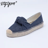 dzym high quality bowtie mocassins canavs women flats leisure loafers zapatos mujer gingham pattern fishemen shoes