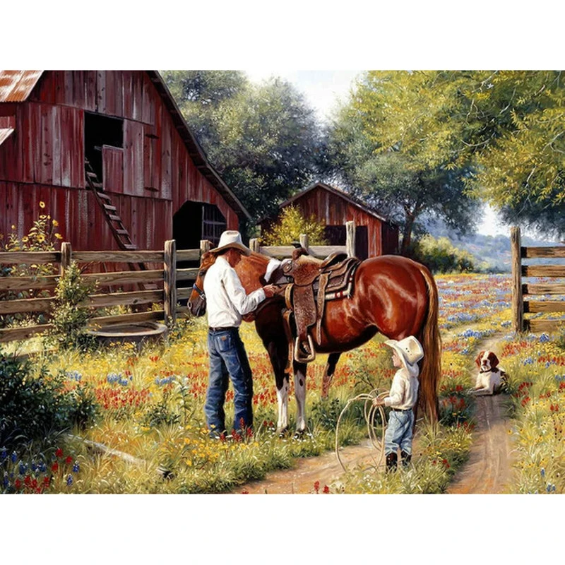 

YIKEE diamond painting full horse Full Drill Diamond Embroidery Sale Handmade Wall Decor Scenery Mosaic Crystal y1231