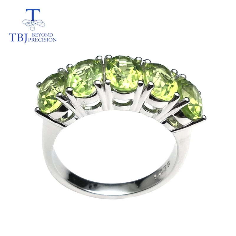 Tbj 100% натуральный Перидот oval5 * 7 мм 4ct кольцо с драгоценным камнем из стерлингового