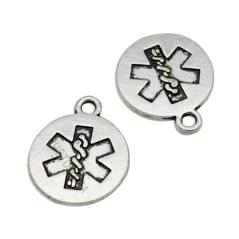 

30pcs--EMT Charms, Antique Silver / Bronze / Gold Medical Paramedic Charms Pendants, Medical Symbol Charms 21x17mm