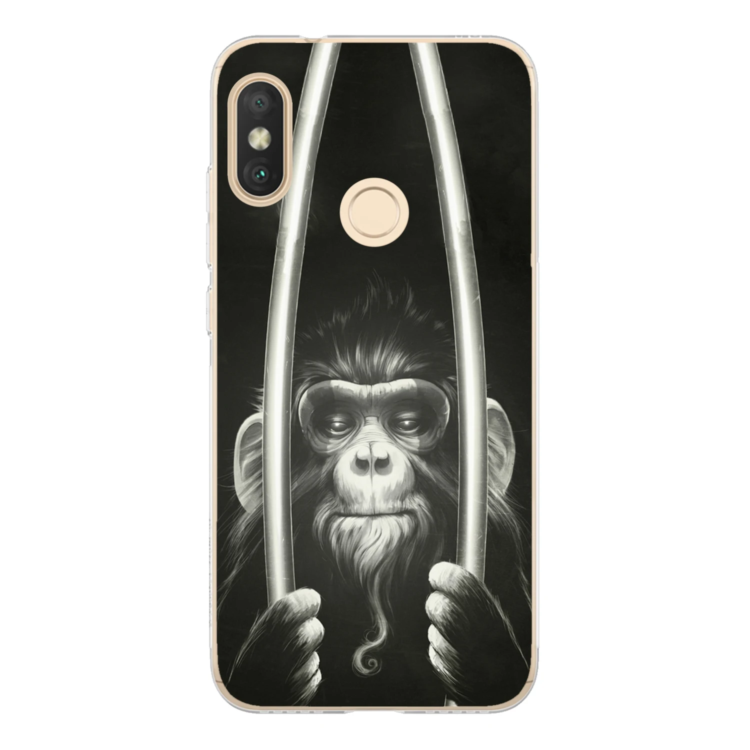 For Xiaomi Mi A2 Lite Case Cover 5.84&quot Soft TPU Silicone Popular Cool Mask Smoking Glasses Monkey Orangutan Painted Phone |