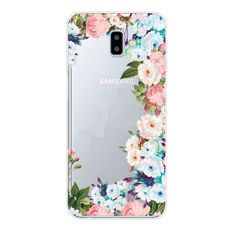 Чехол для samsung Galaxy J6 Plus, чехол для samsung Galaxy J6 Prime J6Plus, чехлы в стиле ретро с цветами, прозрачный мягкий силиконовый чехол - Цвет: F