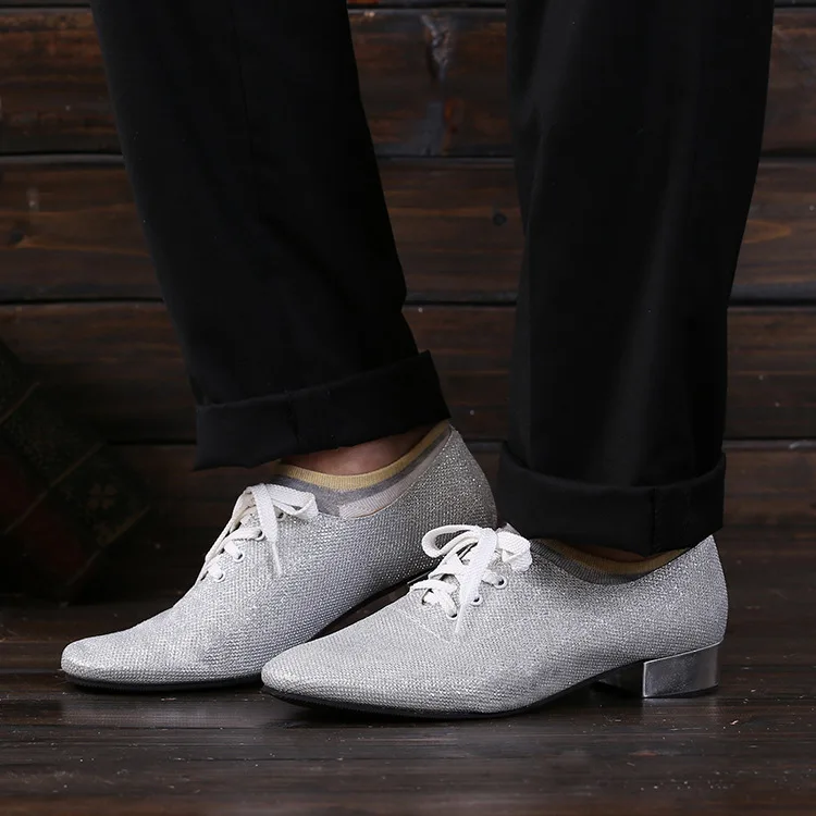 Mens Modern Dance Shoes Silver Rubber Sole Tango Chacha Dancing for Adult wholesale A197 | Спорт и развлечения