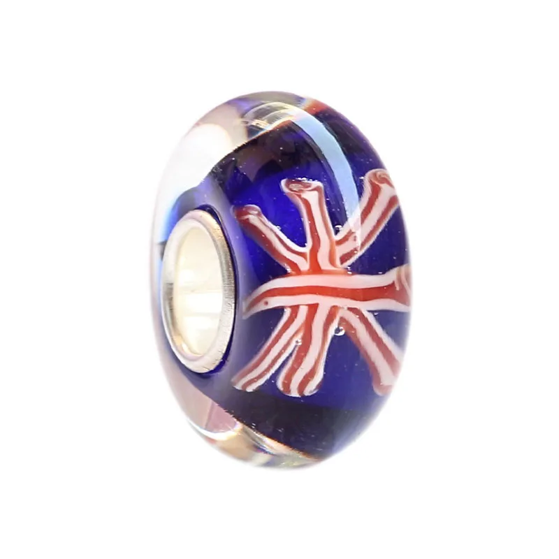 925 пробы серебра с большим отверстием разноцветная обувь Британский флаг