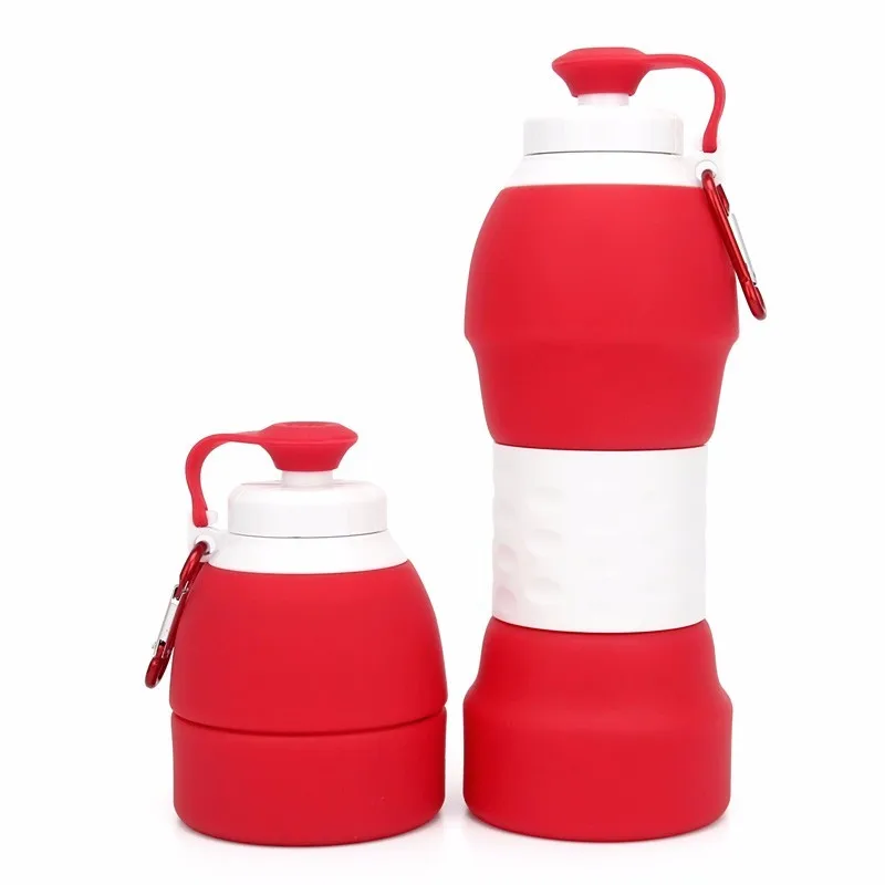 VOZRO 580 мм, бутылки для воды моя бутылка для напитков. Шейкер Botella Botellas Bouteille Garrafa Termica Силиконовый складной походный чайник - Цвет: Red