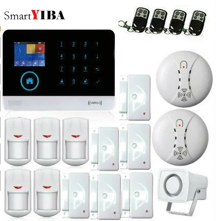 

SmartYIBA 3G WCDMA WIFI Home Alarm System Wireless Security Smoke Fire Sensor Alarm APP Control Spanish French Dutch Voice