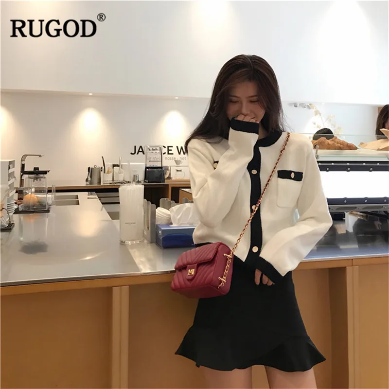 RUGOD винтажные женские кардиганы однотонные с круглым вырезом тонкие