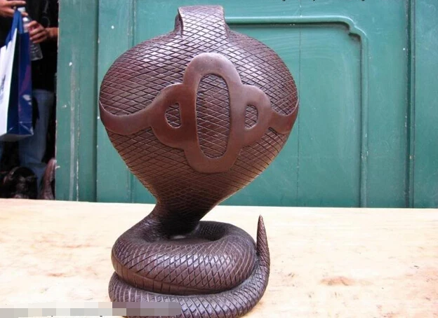 China Pure Bronze Copper made Feng Shui zodiac cobra snake Art Statue garden | Дом и сад