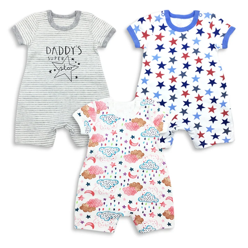 Летние Комбинезоны для маленьких девочек 3 шт./партия хлопковые комбинезоны с
