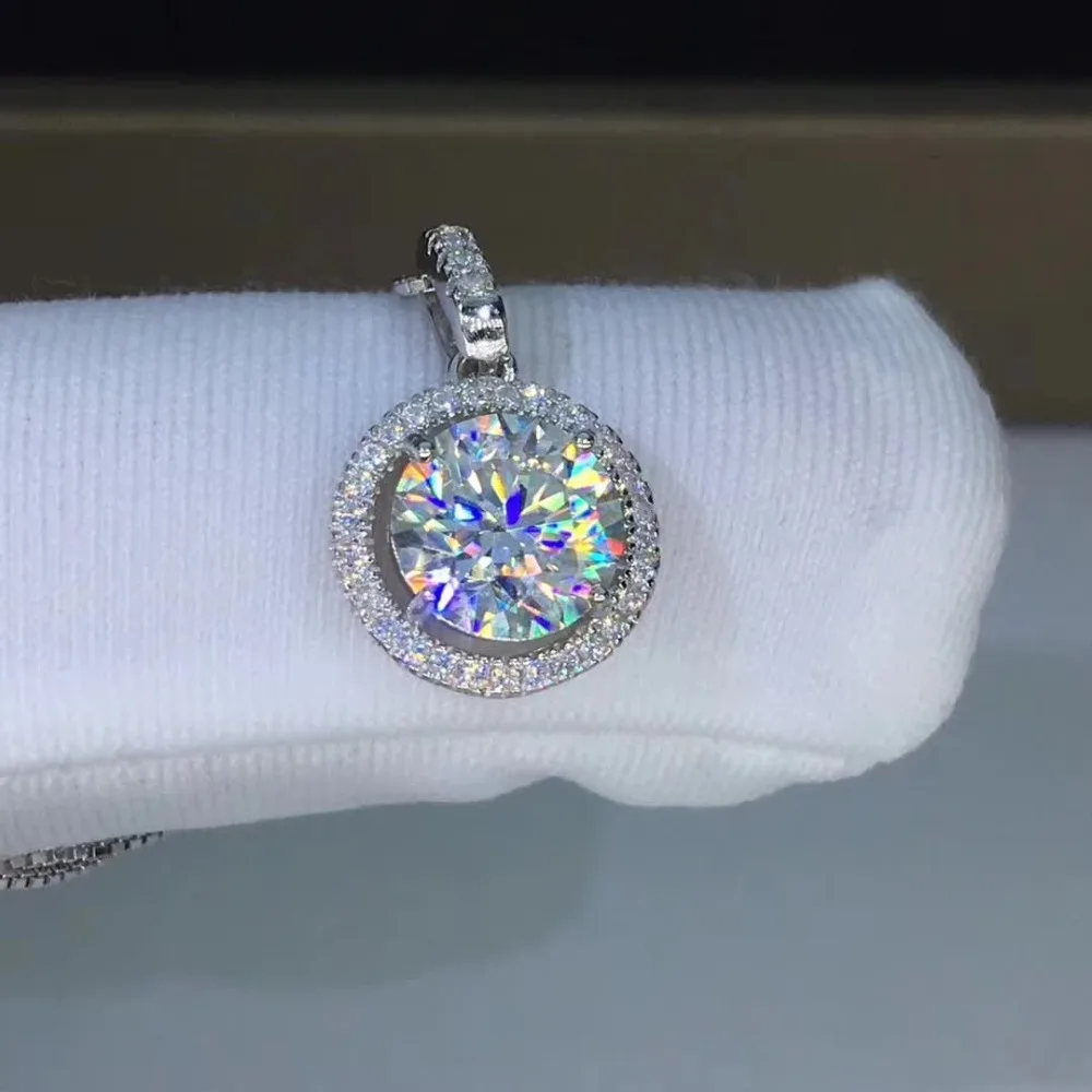 6 5mm Муассанит Подвески 1ct карат муассанит ожерелье круглый D Цвет S925 чистого