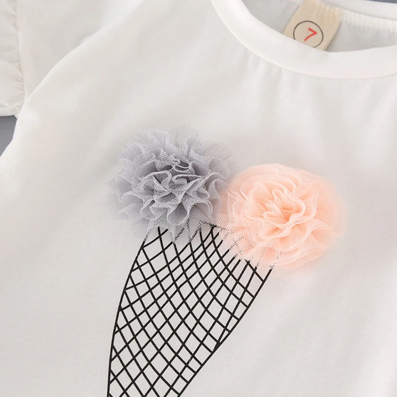 2 шт. детские летние шорты с цветочным принтом круглым вырезом и