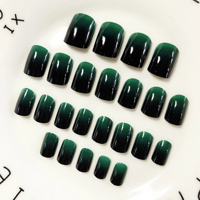 Накладные ногти мраморные невесты 24 шт маленький бюстгальтер градиент зеленые