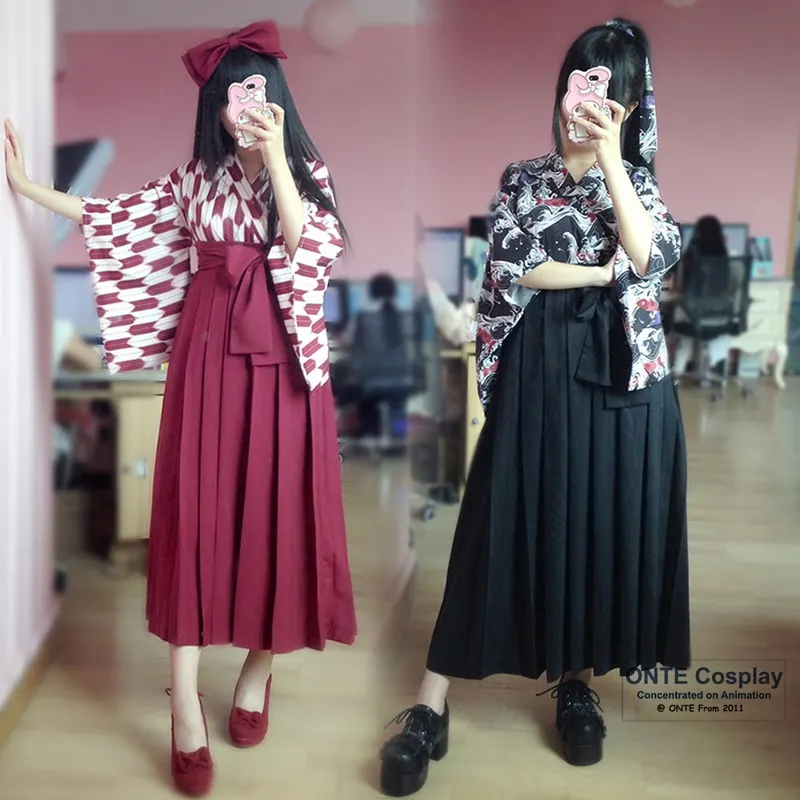 

Fashion Japan matsuri Women Half Sleeve Carp Haori Lady Kimono Yukata Coat Tops Pleated Skirts Halloween Clothes