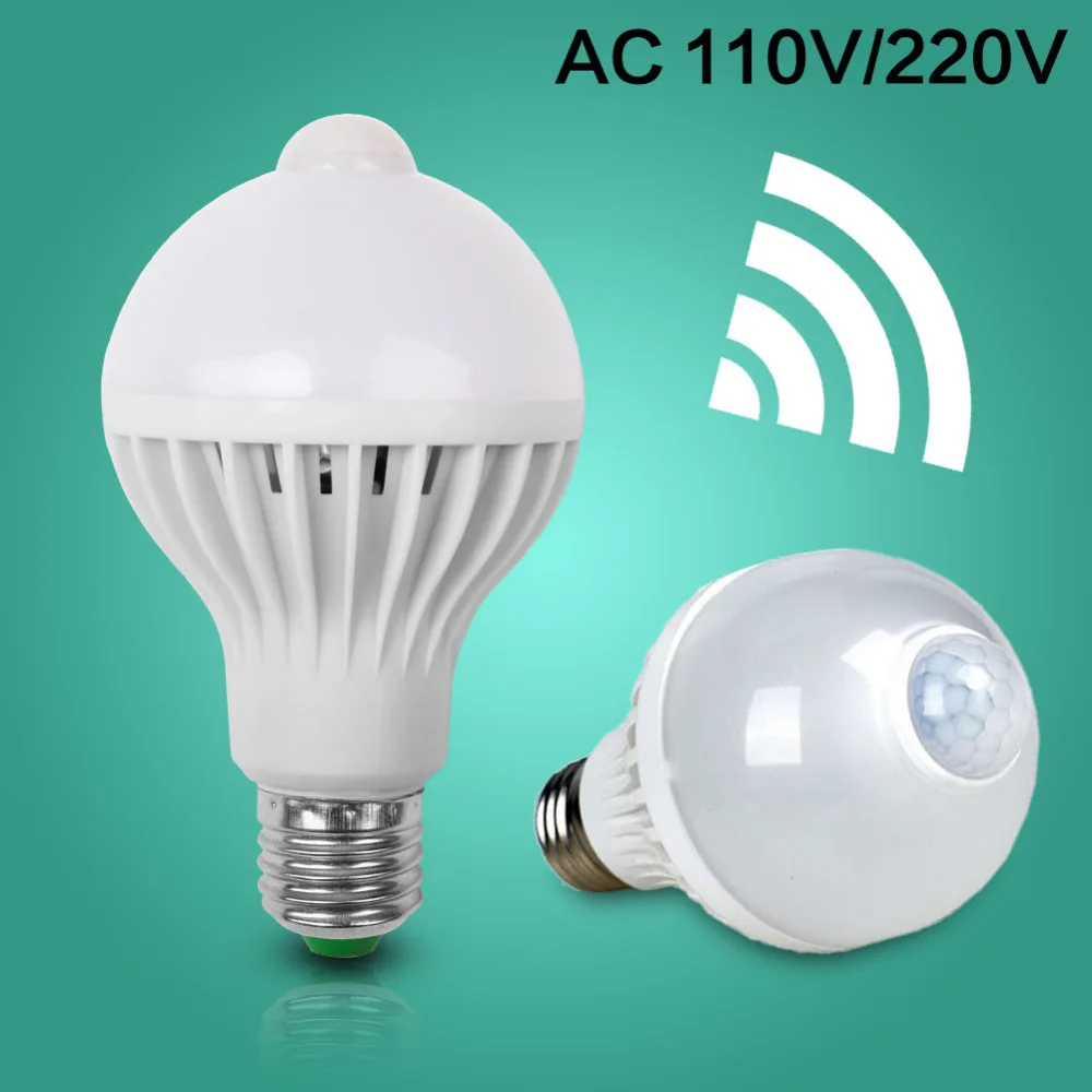 Светодиодный ночник движения Сенсор PIR инфракрасный музыкальная лампа RGB AC 220 V E27