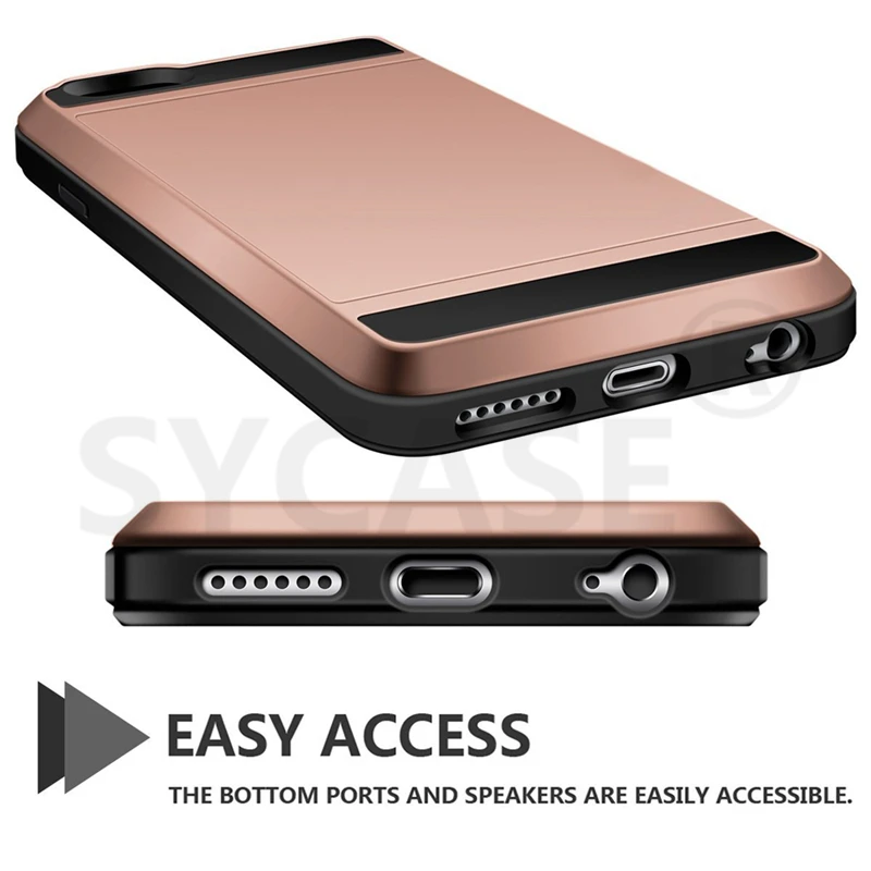 SYCASE For Samsung Note 9 8 5 4 3 Hybrid Case Slide Card Slot Holder Soft Silicone Hard Plastic Armor Back Cover case |