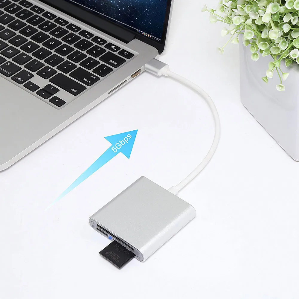Алюминий USB 3 0 Портативный Card Reader 3-слот флэш чтения карт памяти CF/SD/TF Micro SD/MD/MMC/SDHC/SDXC