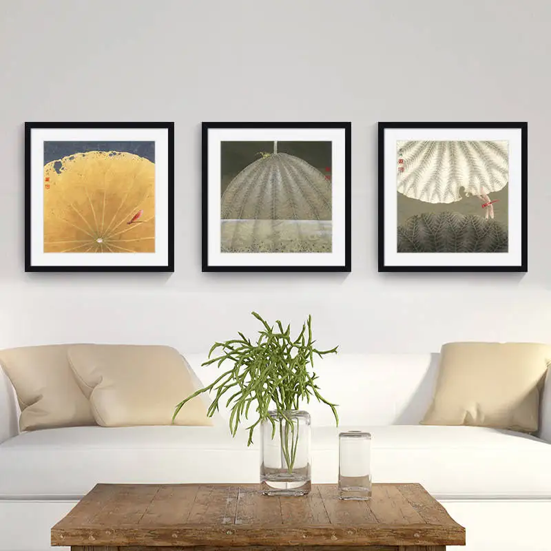 Nordic Canvas Painting Abstract Posters Dragonfly Insect Lotus and Leaves wall pictures for Living Room decor Square No Frame | Дом и сад