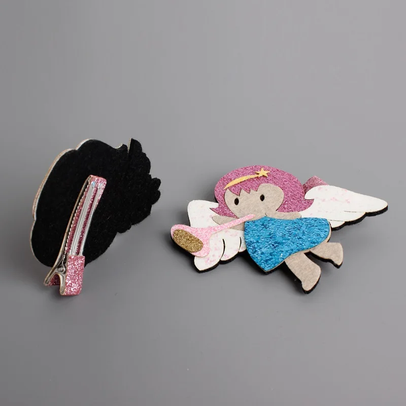 Фетровая заколка для волос такса блестящая розовая Золотая собак милый шарф